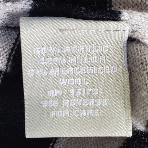 Joan Vass Black Brown Soft Lightweight Striped Turtleneck Sweater Size XS - Picture 6 of 7